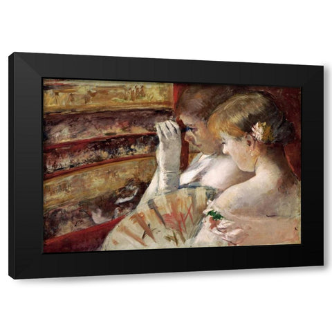 In The Box Black Modern Wood Framed Art Print by Cassatt, Mary