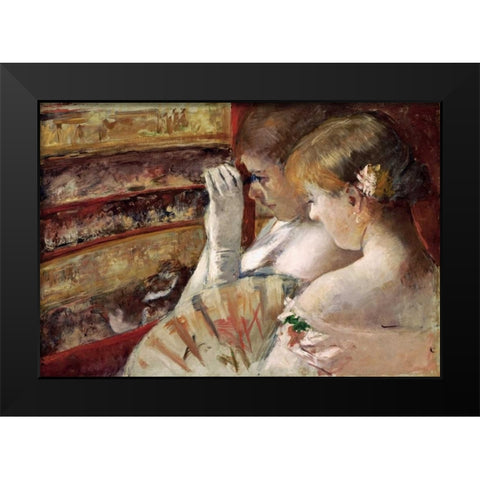 In The Box Black Modern Wood Framed Art Print by Cassatt, Mary