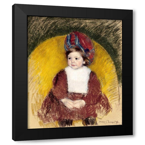 Margot In a Dark Red Costume Black Modern Wood Framed Art Print with Double Matting by Cassatt, Mary