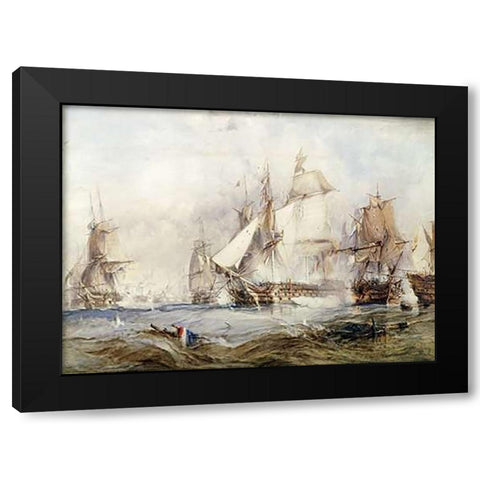 The Battle of Traflagar Black Modern Wood Framed Art Print by Chambers, George