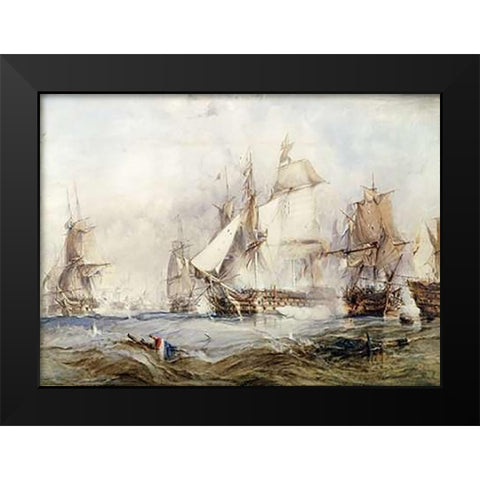 The Battle of Traflagar Black Modern Wood Framed Art Print by Chambers, George