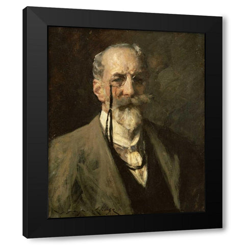 Self-Portrait Black Modern Wood Framed Art Print with Double Matting by Chase, William Merritt