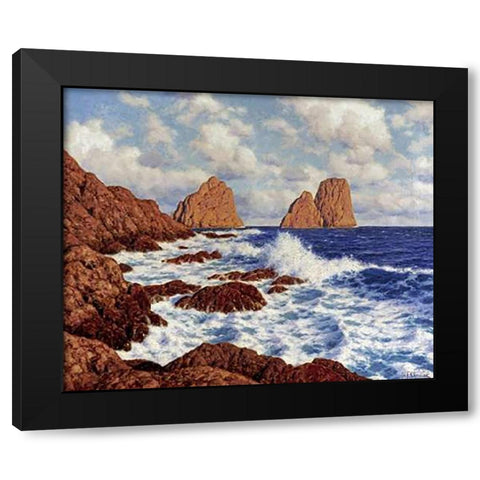The Rocks at Capri Black Modern Wood Framed Art Print by Choultse, Ivan Federovich