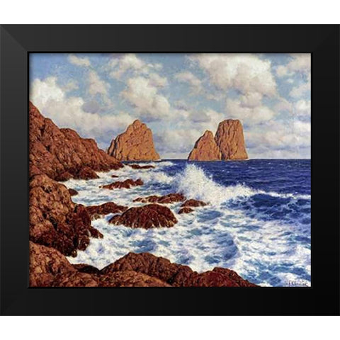 The Rocks at Capri Black Modern Wood Framed Art Print by Choultse, Ivan Federovich
