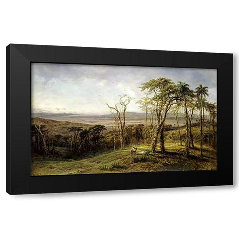 Guajiros En El Camino (Cuba) Black Modern Wood Framed Art Print with Double Matting by Cleenewerck, Henry