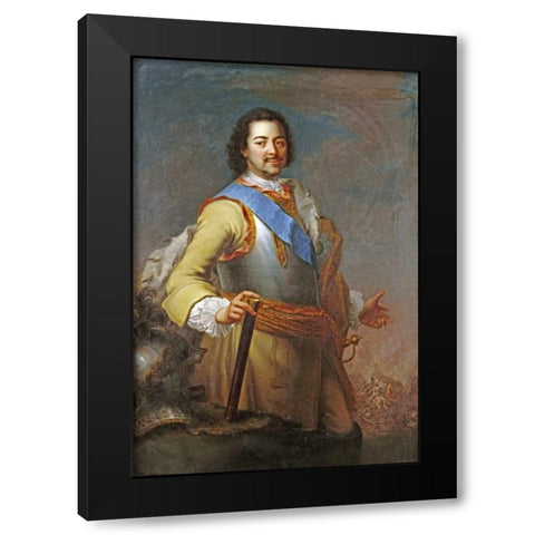 Portrait of Peter The Great Black Modern Wood Framed Art Print with Double Matting by Clementi, Maria Giovanna Battista