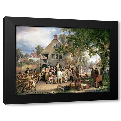 An Auction In a Village Black Modern Wood Framed Art Print by Cockburn, Edwin