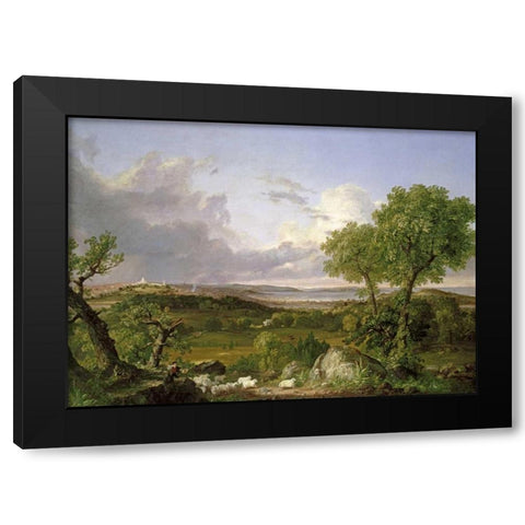 View of Boston Black Modern Wood Framed Art Print with Double Matting by Cole, Thomas