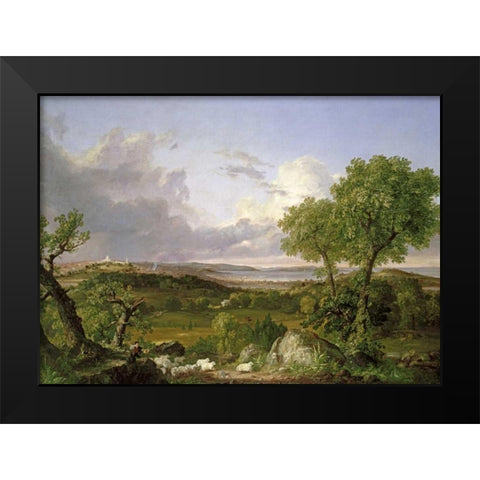 View of Boston Black Modern Wood Framed Art Print by Cole, Thomas