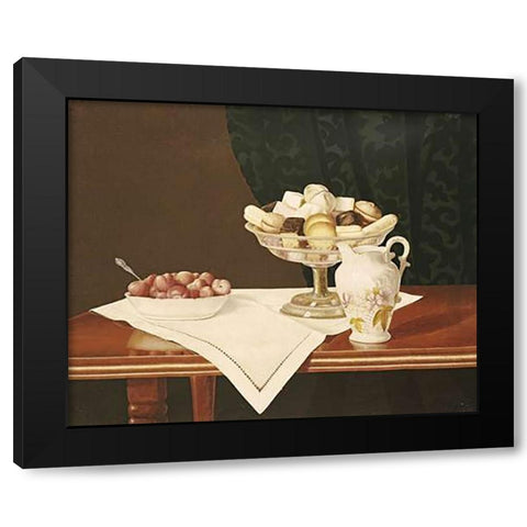 Still Life With Sweets and Strawberries Black Modern Wood Framed Art Print by Cope, George