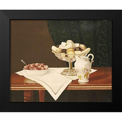 Still Life With Sweets and Strawberries Black Modern Wood Framed Art Print by Cope, George