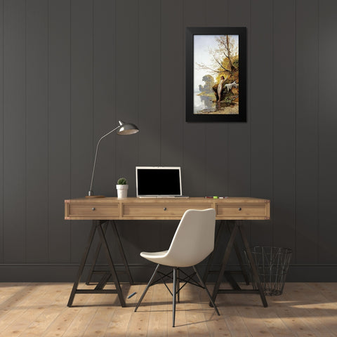 The Bather Black Modern Wood Framed Art Print by Corrodi, Hermann David Salomon