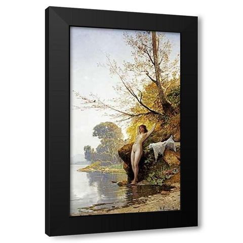 The Bather Black Modern Wood Framed Art Print with Double Matting by Corrodi, Hermann David Salomon