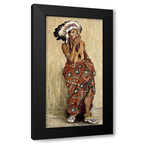 Indian With Blanket Black Modern Wood Framed Art Print with Double Matting by Couse, Eanger Irving