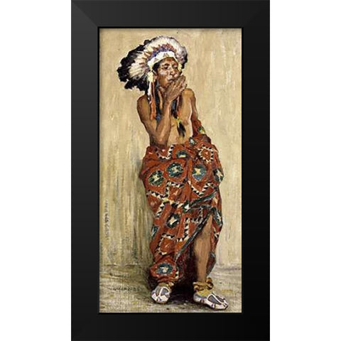 Indian With Blanket Black Modern Wood Framed Art Print by Couse, Eanger Irving