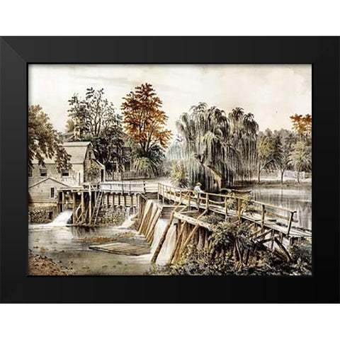 The Mill-Dam at Sleepy Hollow Black Modern Wood Framed Art Print by Ives, Currier and