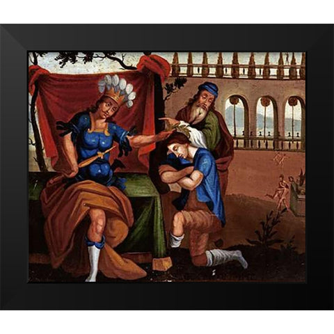 The Temple of Jupiter at Olympia. The Wonders of The Ancient World Black Modern Wood Framed Art Print by School, Cuzco