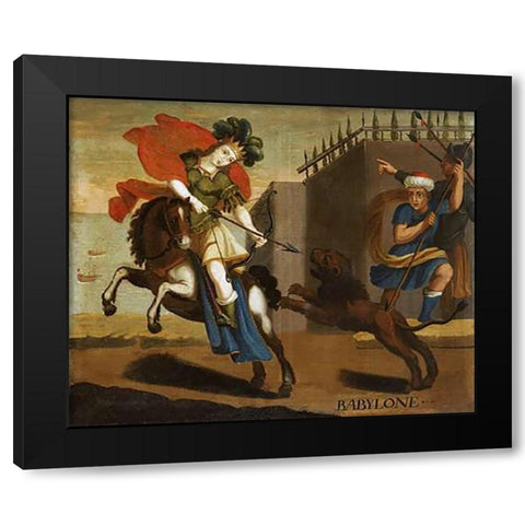 Babylon. The Wonders of The Ancient World Black Modern Wood Framed Art Print with Double Matting by School, Cuzco