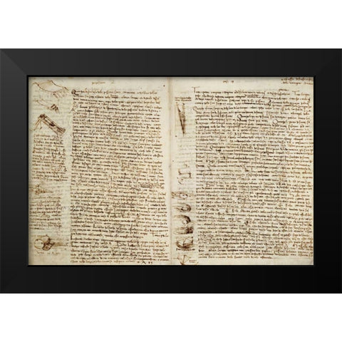 The Codex Hammer Black Modern Wood Framed Art Print by Da Vinci, Leonardo