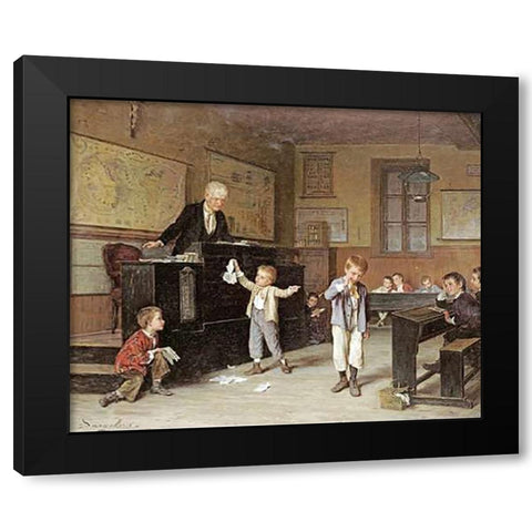 The School Room Black Modern Wood Framed Art Print with Double Matting by Dargelas, Andre Henri