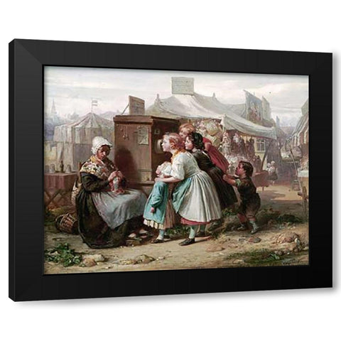 The Peep Show Black Modern Wood Framed Art Print by De Metz, Francois Louis Lanfant