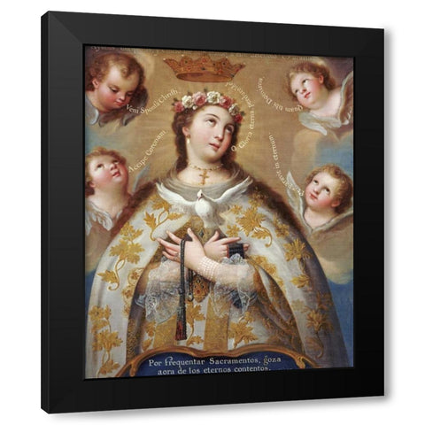 Coronation of The Virgin Black Modern Wood Framed Art Print with Double Matting by De Paez, Jose