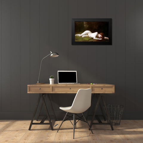 Biblis Changing Into a Fountain Black Modern Wood Framed Art Print by De Pujol, Abel