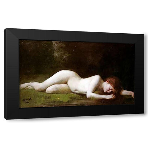 Biblis Changing Into a Fountain Black Modern Wood Framed Art Print by De Pujol, Abel
