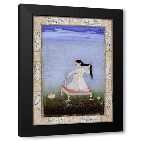 A Woman at Her Toilet Black Modern Wood Framed Art Print by Deccan