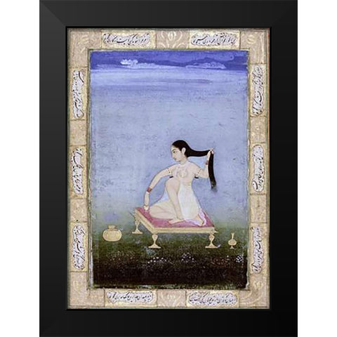A Woman at Her Toilet Black Modern Wood Framed Art Print by Deccan