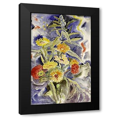 Spray of Flowers Black Modern Wood Framed Art Print with Double Matting by Demuth, Charles