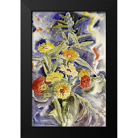 Spray of Flowers Black Modern Wood Framed Art Print by Demuth, Charles