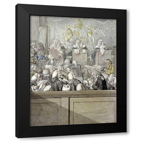 The Lawyers All Alive In Westminster Hall Black Modern Wood Framed Art Print by Dighton, Robert