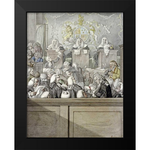 The Lawyers All Alive In Westminster Hall Black Modern Wood Framed Art Print by Dighton, Robert