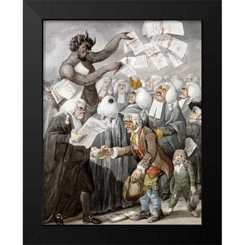 The Devil Among Lawyers Black Modern Wood Framed Art Print by Dighton, Robert
