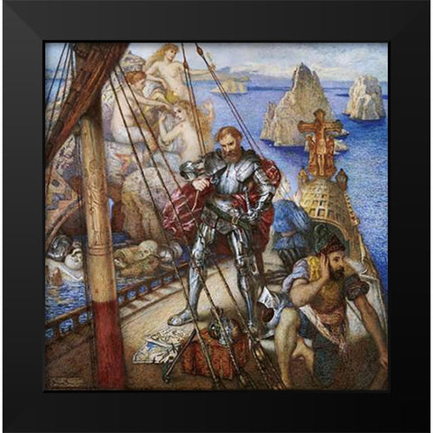 The Islands of The Sirens, Ulysses Lashing Himself To The Mast Black Modern Wood Framed Art Print by Donaldson, Andrew Benjamin