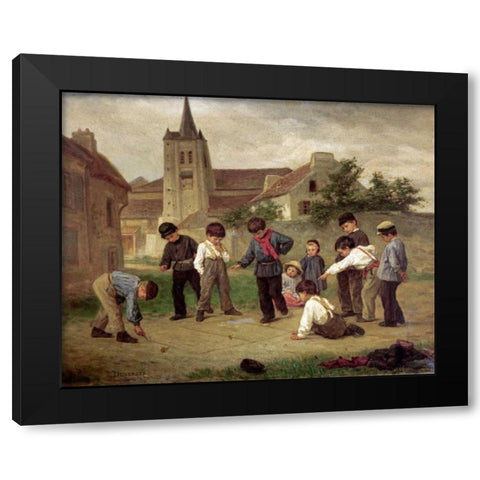 Hopscotch Black Modern Wood Framed Art Print by Duverger, Theophile Emmanuel