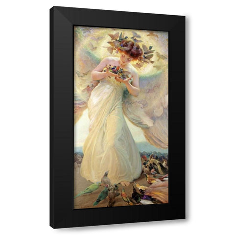 The Angel of The Birds Black Modern Wood Framed Art Print by Dvorak, Franz