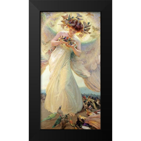 The Angel of The Birds Black Modern Wood Framed Art Print by Dvorak, Franz