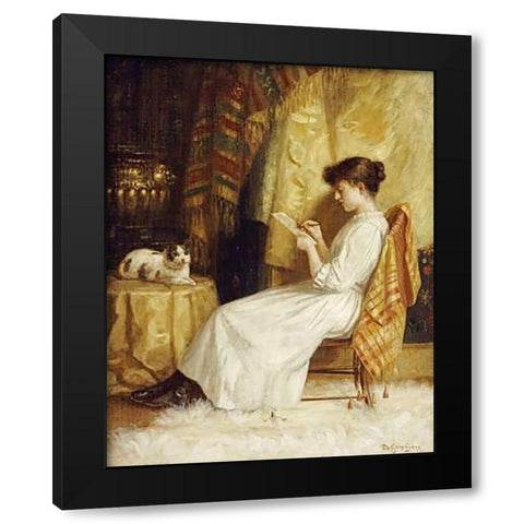 The Artist and Her Model Black Modern Wood Framed Art Print with Double Matting by Evans, De Scott