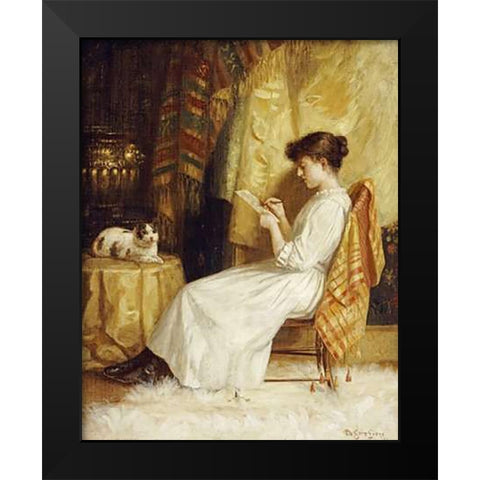The Artist and Her Model Black Modern Wood Framed Art Print by Evans, De Scott