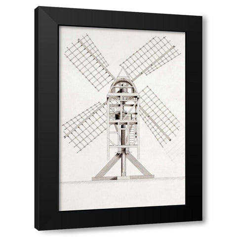 Drawings For Windmills Black Modern Wood Framed Art Print by Faed, John