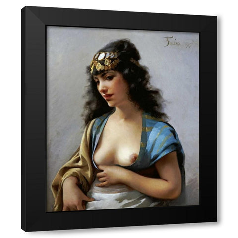An Eastern Beauty Black Modern Wood Framed Art Print by Falero, Luis Riccardo