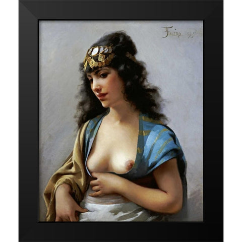 An Eastern Beauty Black Modern Wood Framed Art Print by Falero, Luis Riccardo