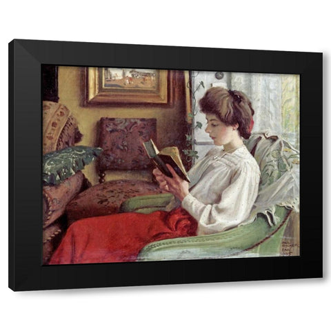 A Good Book Black Modern Wood Framed Art Print by Fischer, Paul
