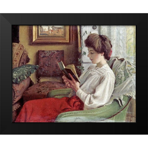 A Good Book Black Modern Wood Framed Art Print by Fischer, Paul