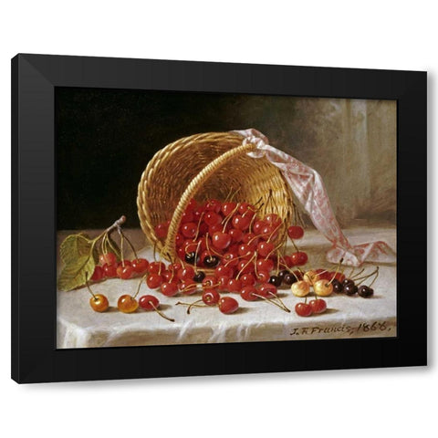 A Basket of Cherries Black Modern Wood Framed Art Print with Double Matting by Francis, John F.