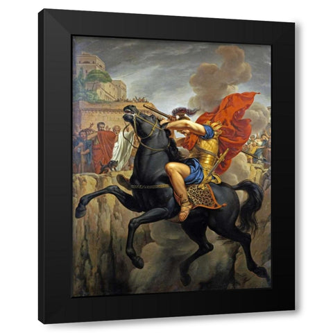 The Death of Marcus Curtius Black Modern Wood Framed Art Print by Francois, Pierre Joseph Celestin