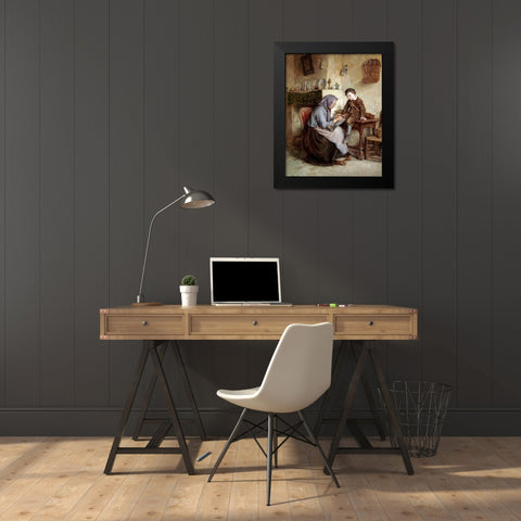 Worn Through Black Modern Wood Framed Art Print by Frere, Edouard