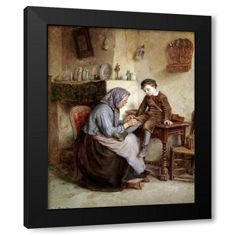 Worn Through Black Modern Wood Framed Art Print by Frere, Edouard